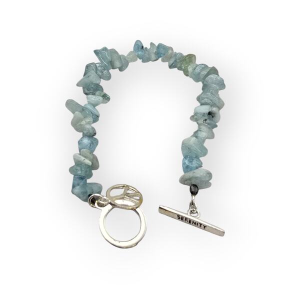 Blue Gemstone Chip Bracelet – Silver Serenity Toggle Clasp - Picture 4 of 8